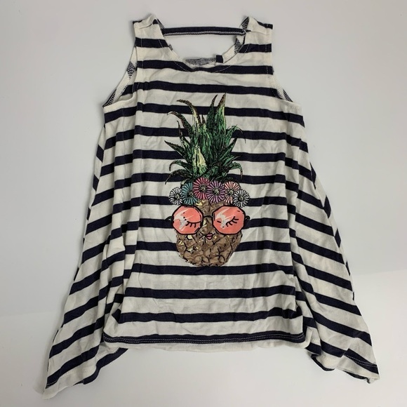 Jessica Simpson girl’s striped Pineapple floral embroidery 2 piece Outfit set - Picture 2 of 12